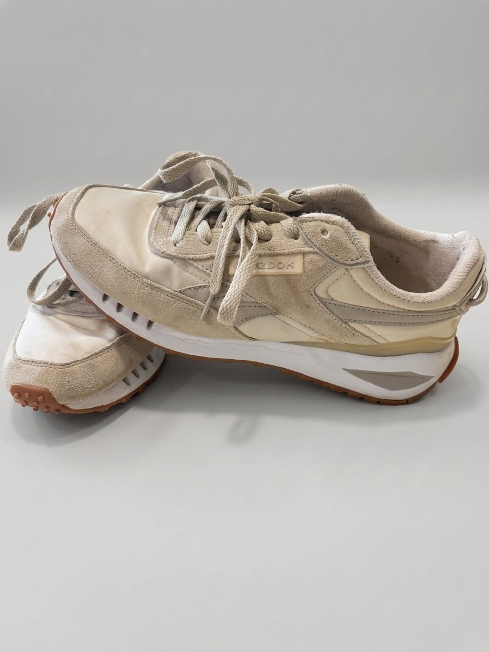 Reebok Classic Neutral Beige Suede-Trim Sneakers